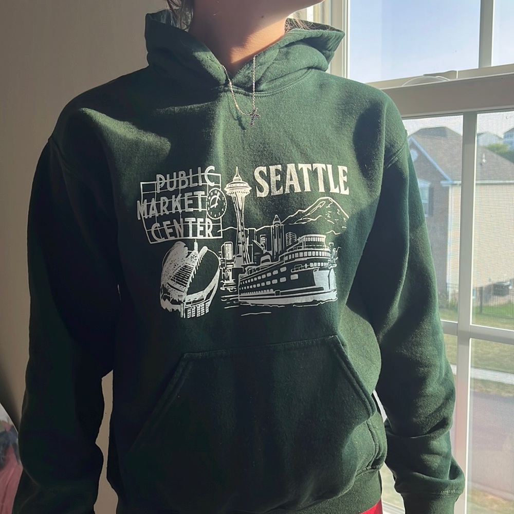 Small Forest Green Seattle Hoodie.
